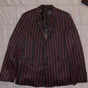 Red, and Black pinstripe suit blazer size 46